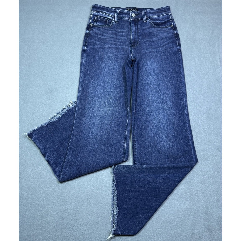 Judy Blue Jeans Womens 5/27 (27x31) Wide Leg Midrise Boho Hippie Stretch USA